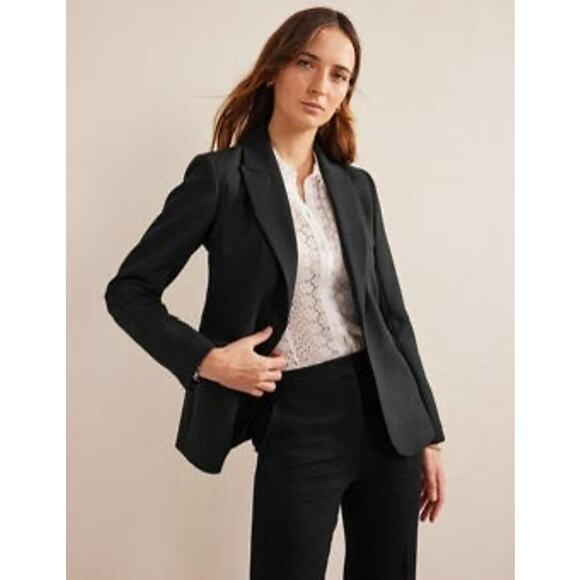 Boden Women 10 Black Tailored Blazer Office Career Elegant Classic Single Button - Picture 2 of 12